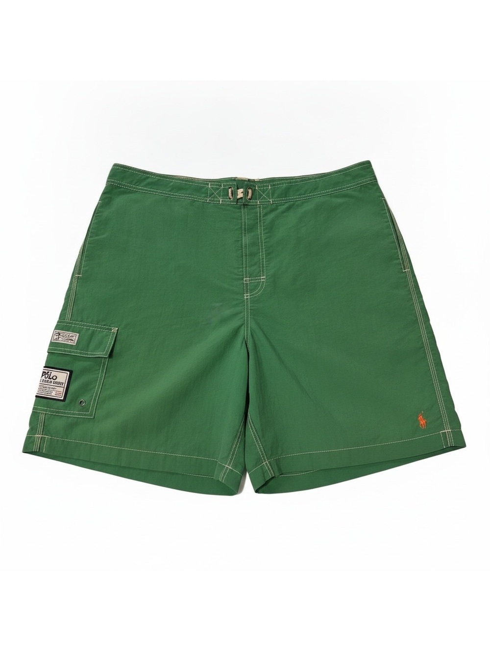 Polo Ralph Lauren Green Swim Trunks with Orange Polo Logo XL